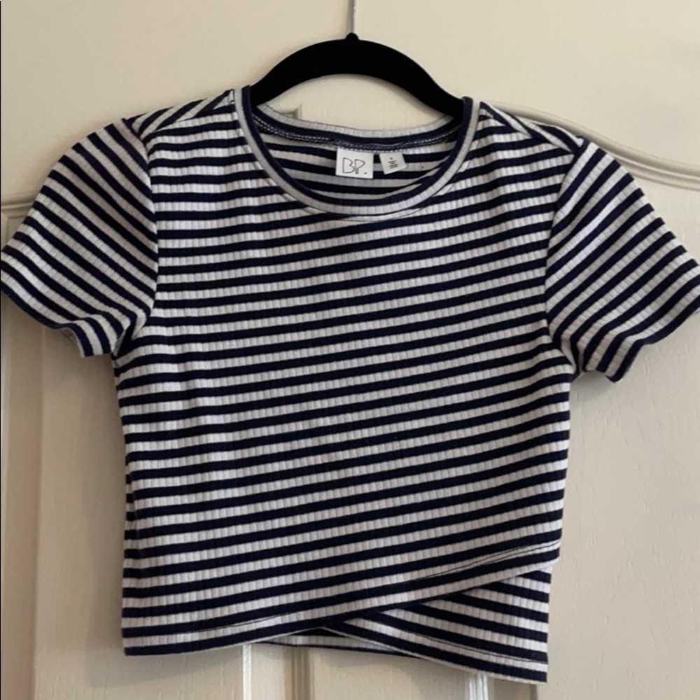 BP Navy and White Stirped Crop Top